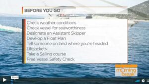 Charleston Blog 6 Video still of boating safety tips from a tv interview