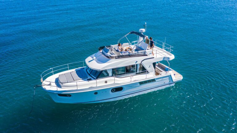 Beneteau Swift Trawler aerial view on the water
